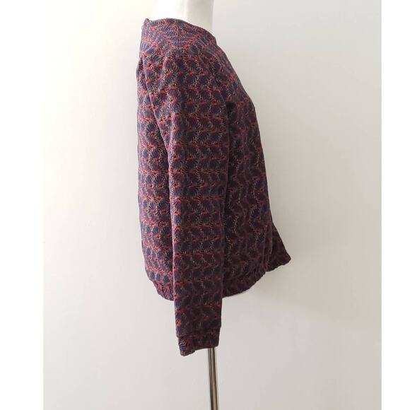 Lenny B. Paris Metallic Gold Red Jacquard Blouse Large - Picture 2 of 12